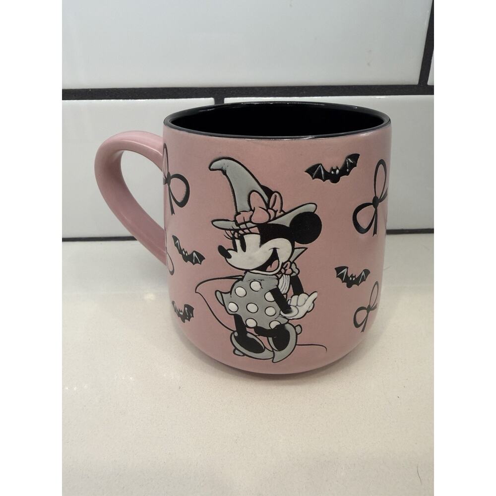 NEW 2024 Pink Disney Minnie Mouse Witch Hat Bats Bows Halloween Mug Viral